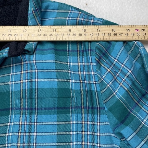 LL Bean Shacket Womens Large Blue White Plaid Fleece Lined Button Up Barn Chore - Picture 6 of 11